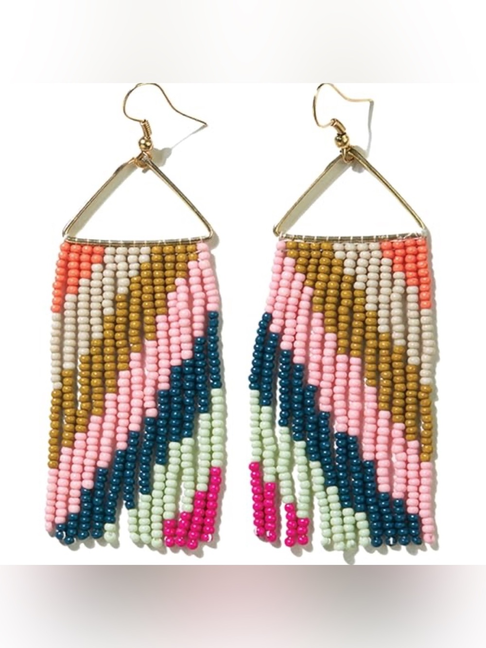 INK + ALLOY Beaded Earrings
Whitney Diagonal Stripe Beaded Fringe Rainbow